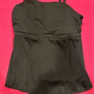 Chic Black Ribbed One Piece Swimsuit